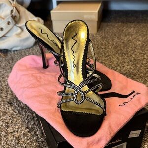 Nina Elegant Black Heels with Gold Accents